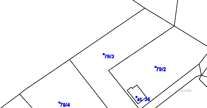 Parcela st. 79/3 v KÚ Hojšín, Katastrální mapa