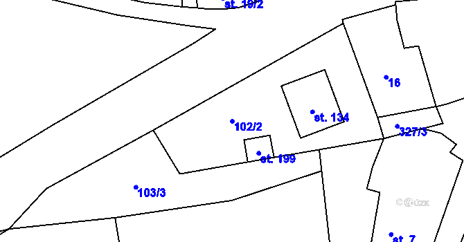 Parcela st. 102/2 v KÚ Hojšín, Katastrální mapa