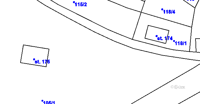 Parcela st. 105/2 v KÚ Hojšín, Katastrální mapa