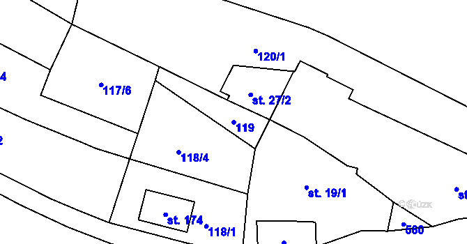 Parcela st. 119 v KÚ Hojšín, Katastrální mapa