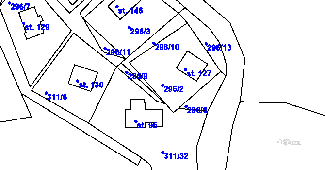 Parcela st. 296/2 v KÚ Hojšín, Katastrální mapa
