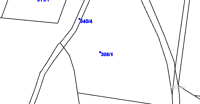 Parcela st. 308/1 v KÚ Hojšín, Katastrální mapa