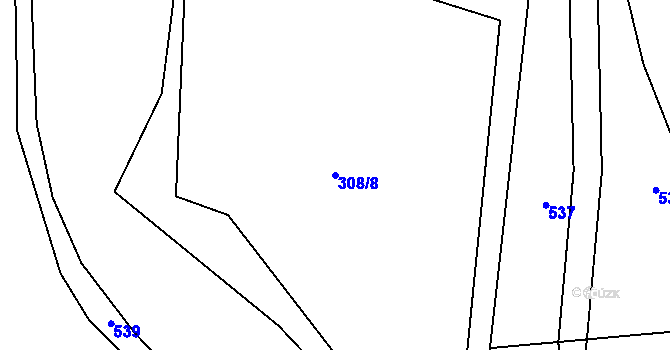 Parcela st. 308/8 v KÚ Hojšín, Katastrální mapa