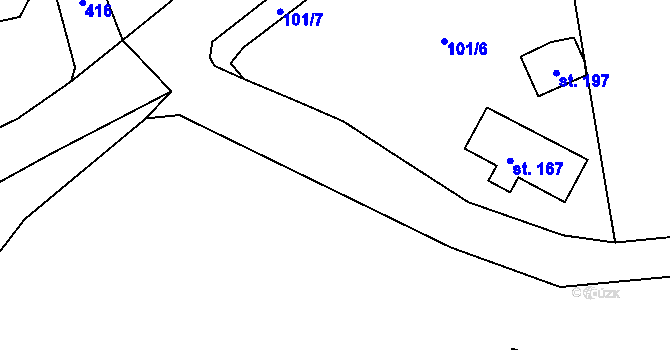 Parcela st. 332/2 v KÚ Hojšín, Katastrální mapa