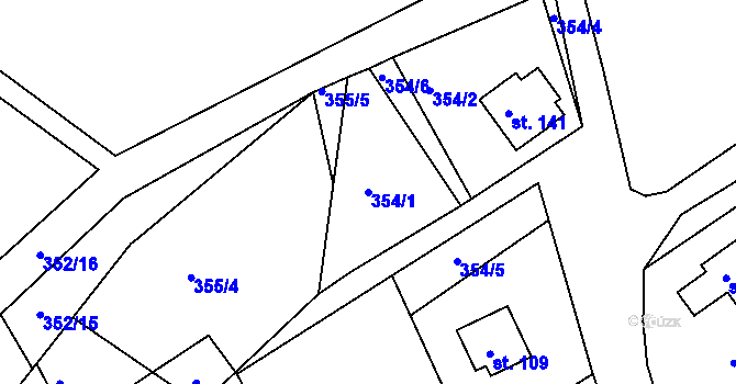 Parcela st. 354/1 v KÚ Hojšín, Katastrální mapa