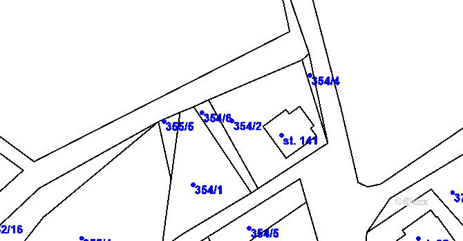 Parcela st. 354/2 v KÚ Hojšín, Katastrální mapa