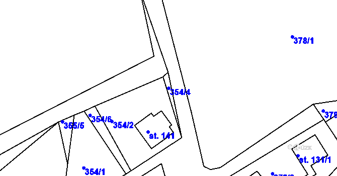 Parcela st. 354/4 v KÚ Hojšín, Katastrální mapa