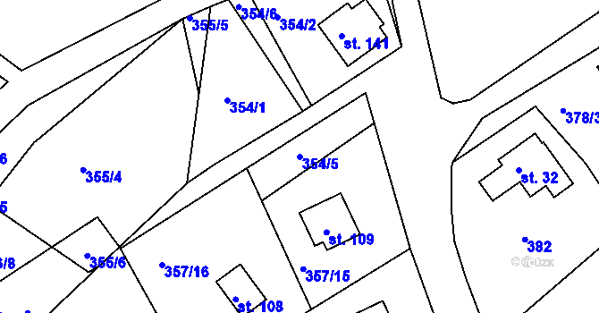 Parcela st. 354/5 v KÚ Hojšín, Katastrální mapa