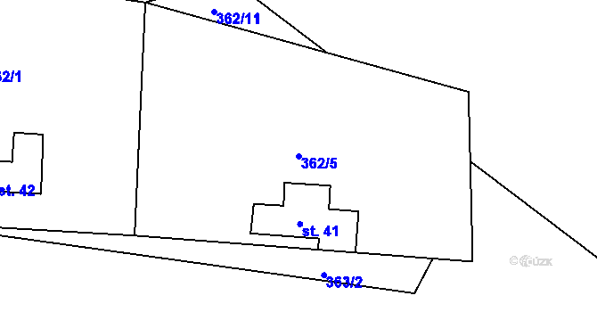 Parcela st. 362/5 v KÚ Hojšín, Katastrální mapa