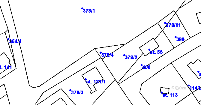 Parcela st. 378/4 v KÚ Hojšín, Katastrální mapa