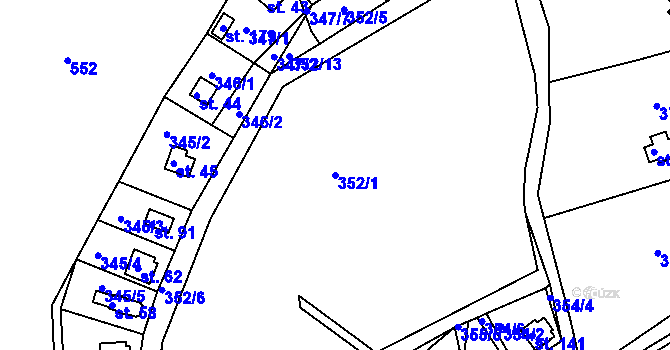 Parcela st. 352/1 v KÚ Hojšín, Katastrální mapa