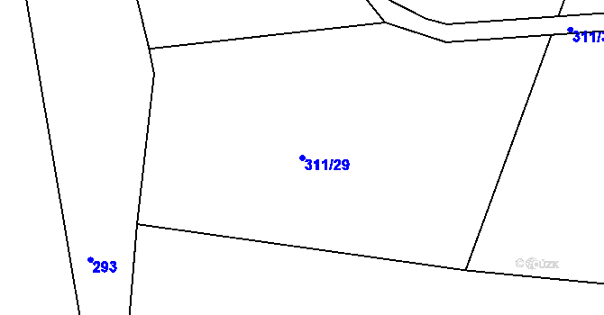 Parcela st. 311/29 v KÚ Hojšín, Katastrální mapa