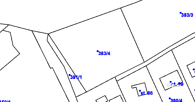 Parcela st. 383/4 v KÚ Hojšín, Katastrální mapa