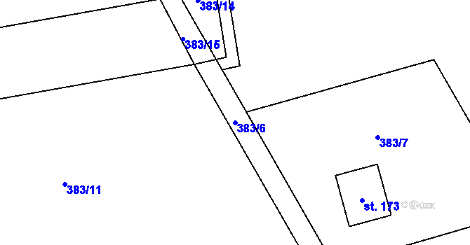Parcela st. 383/6 v KÚ Hojšín, Katastrální mapa