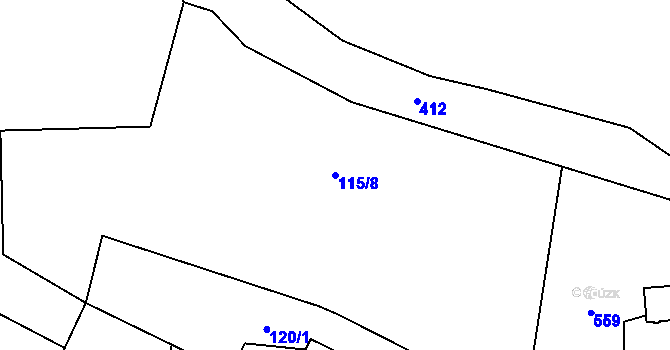 Parcela st. 115/8 v KÚ Hojšín, Katastrální mapa