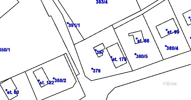 Parcela st. 397 v KÚ Hojšín, Katastrální mapa