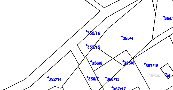 Parcela st. 352/15 v KÚ Hojšín, Katastrální mapa