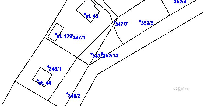 Parcela st. 352/13 v KÚ Hojšín, Katastrální mapa