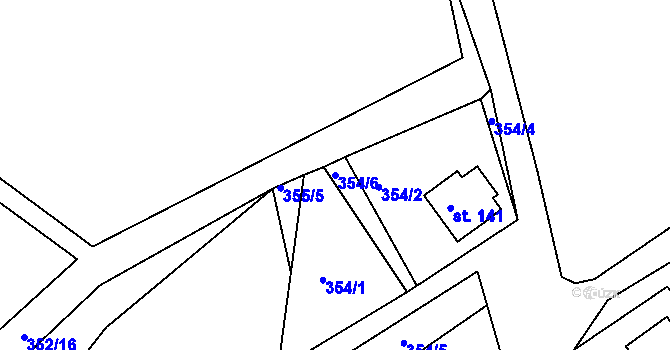 Parcela st. 354/6 v KÚ Hojšín, Katastrální mapa