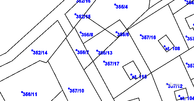 Parcela st. 356/13 v KÚ Hojšín, Katastrální mapa