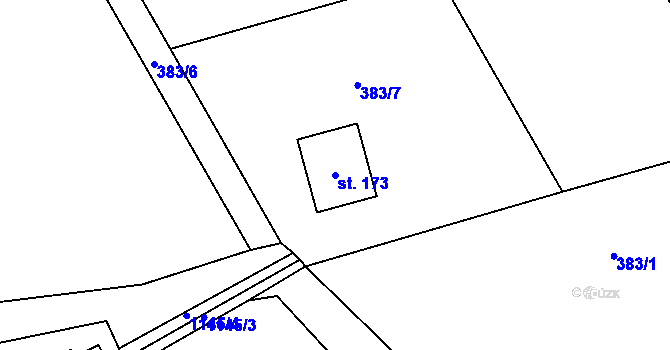 Parcela st. 173 v KÚ Hojšín, Katastrální mapa