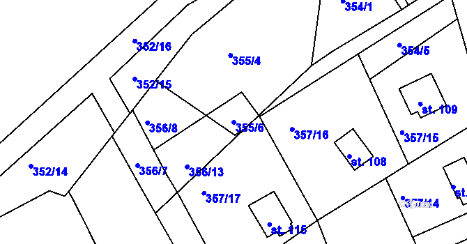 Parcela st. 355/6 v KÚ Hojšín, Katastrální mapa