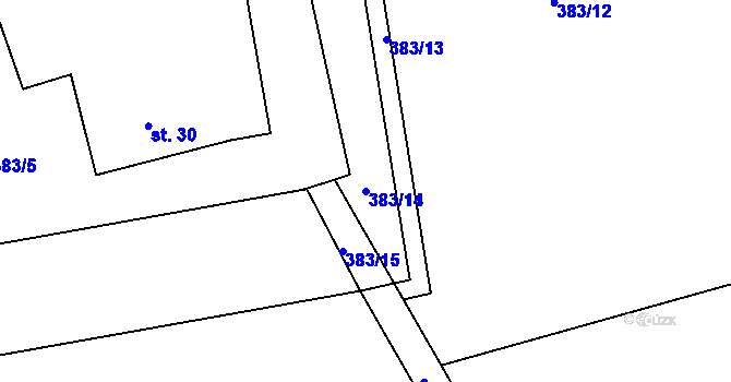 Parcela st. 383/14 v KÚ Hojšín, Katastrální mapa
