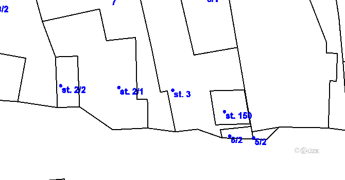 Parcela st. 3 v KÚ Hrachov, Katastrální mapa