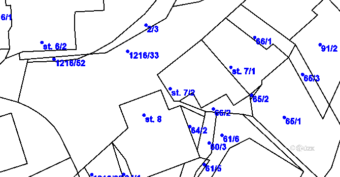 Parcela st. 7/2 v KÚ Hrachov, Katastrální mapa