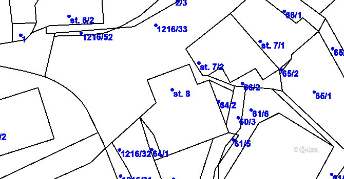 Parcela st. 8 v KÚ Hrachov, Katastrální mapa