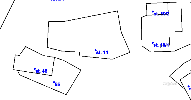 Parcela st. 11 v KÚ Hrachov, Katastrální mapa
