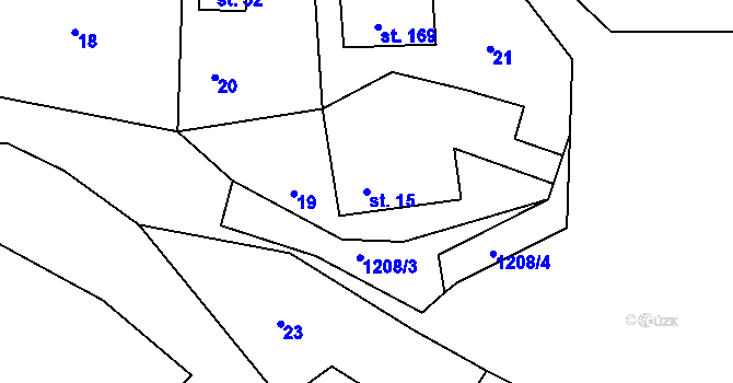 Parcela st. 15 v KÚ Hrachov, Katastrální mapa
