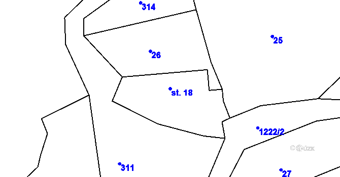 Parcela st. 18 v KÚ Hrachov, Katastrální mapa