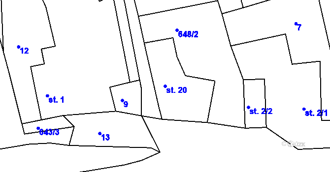 Parcela st. 20 v KÚ Hrachov, Katastrální mapa