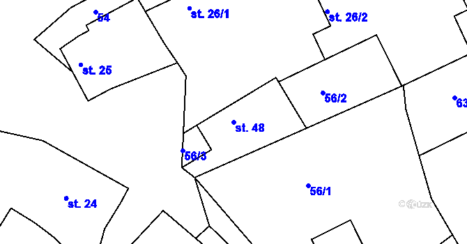 Parcela st. 48 v KÚ Hrachov, Katastrální mapa