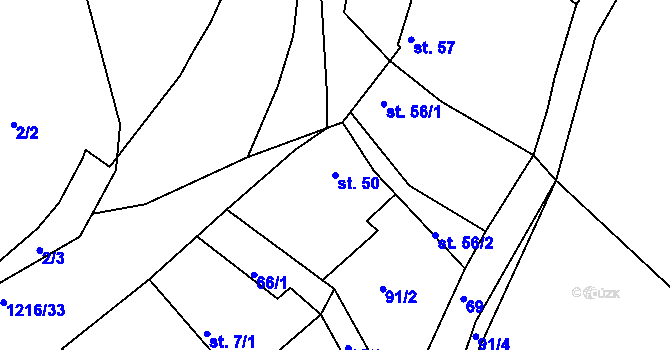 Parcela st. 50 v KÚ Hrachov, Katastrální mapa