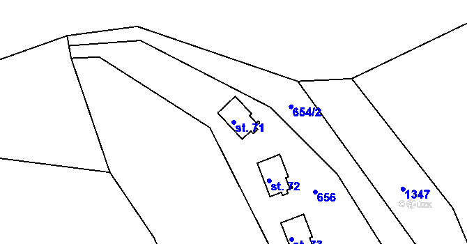 Parcela st. 71 v KÚ Hrachov, Katastrální mapa