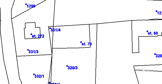 Parcela st. 76 v KÚ Hrachov, Katastrální mapa