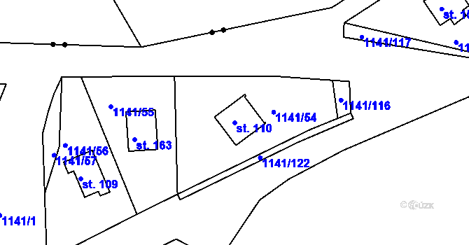 Parcela st. 110 v KÚ Hrachov, Katastrální mapa