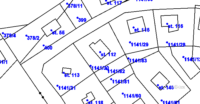 Parcela st. 112 v KÚ Hrachov, Katastrální mapa