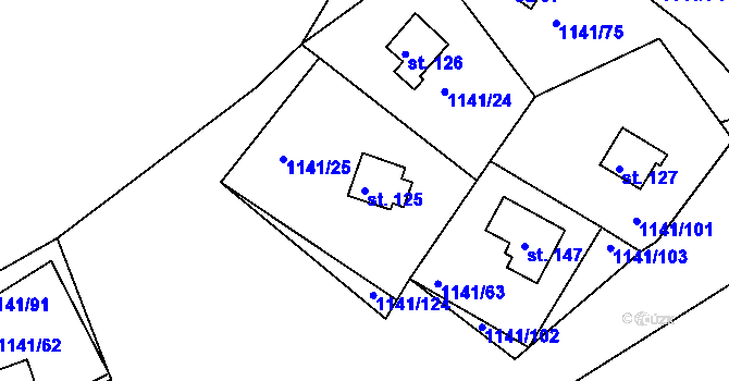 Parcela st. 125 v KÚ Hrachov, Katastrální mapa