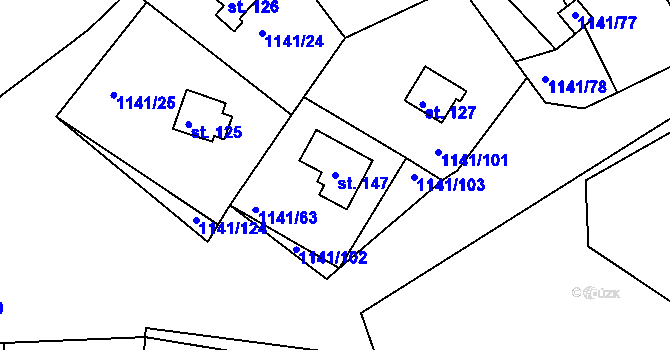 Parcela st. 147 v KÚ Hrachov, Katastrální mapa