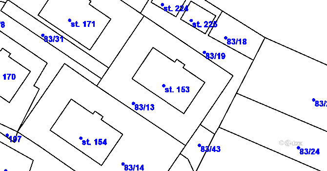 Parcela st. 153 v KÚ Hrachov, Katastrální mapa