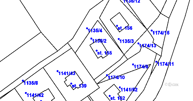 Parcela st. 155 v KÚ Hrachov, Katastrální mapa
