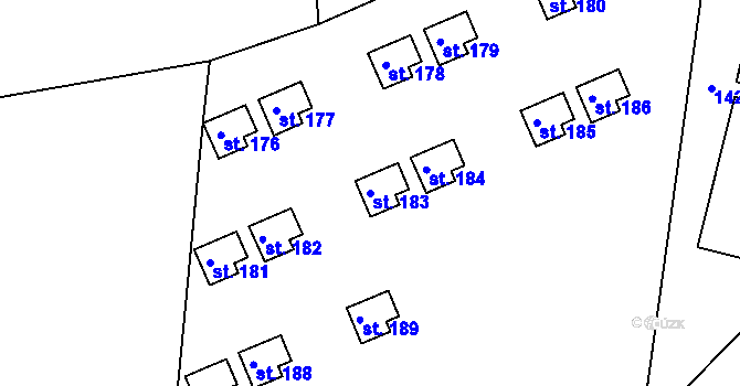 Parcela st. 183 v KÚ Hrachov, Katastrální mapa