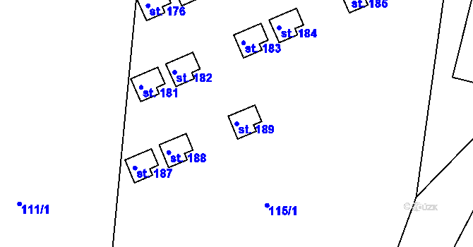 Parcela st. 189 v KÚ Hrachov, Katastrální mapa