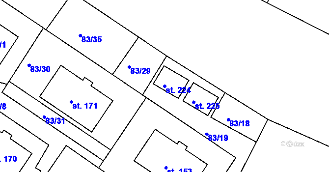 Parcela st. 224 v KÚ Hrachov, Katastrální mapa