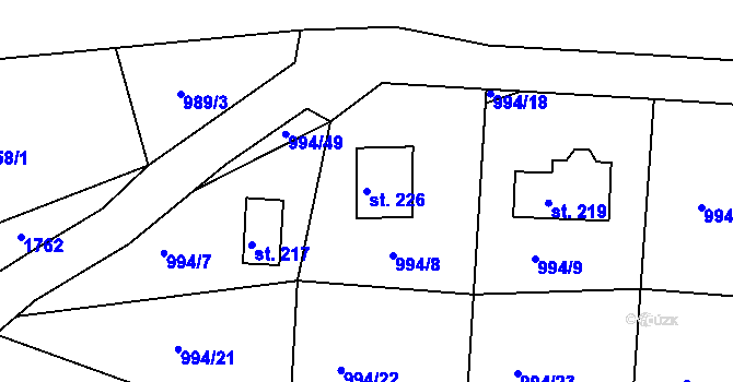 Parcela st. 226 v KÚ Hrachov, Katastrální mapa