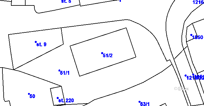 Parcela st. 51/2 v KÚ Hrachov, Katastrální mapa