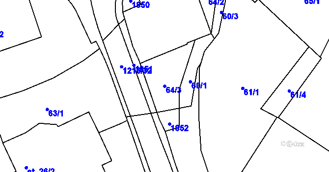 Parcela st. 64/3 v KÚ Hrachov, Katastrální mapa